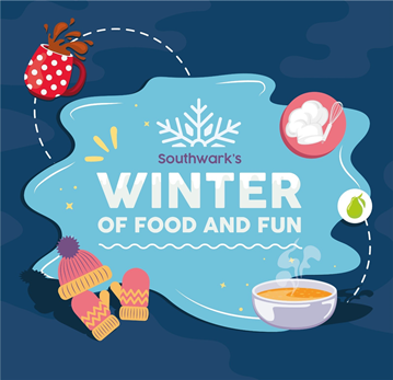 Decorative winter of food and fun logo